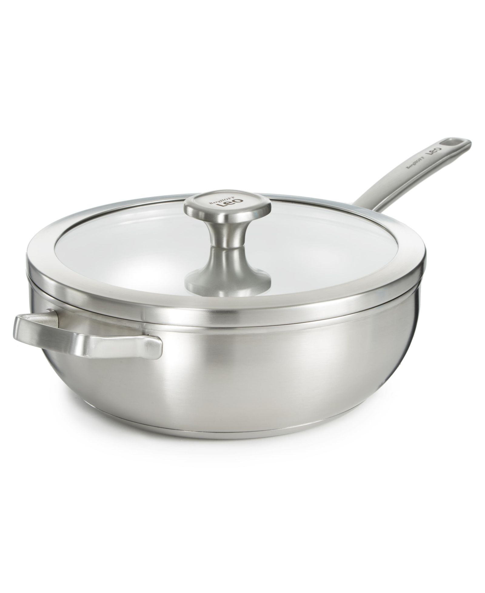 BergHOFF Graphite 18/10 Stainless Steel Wok Pan 11", 5.2qt. With Glass Lid