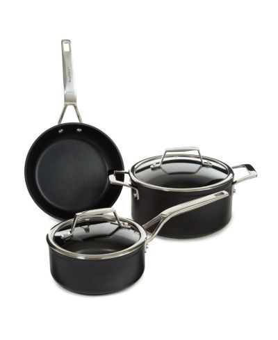 Набор посуды BergHOFF Essentials из 5 предметов с крышкой из стекла, черный