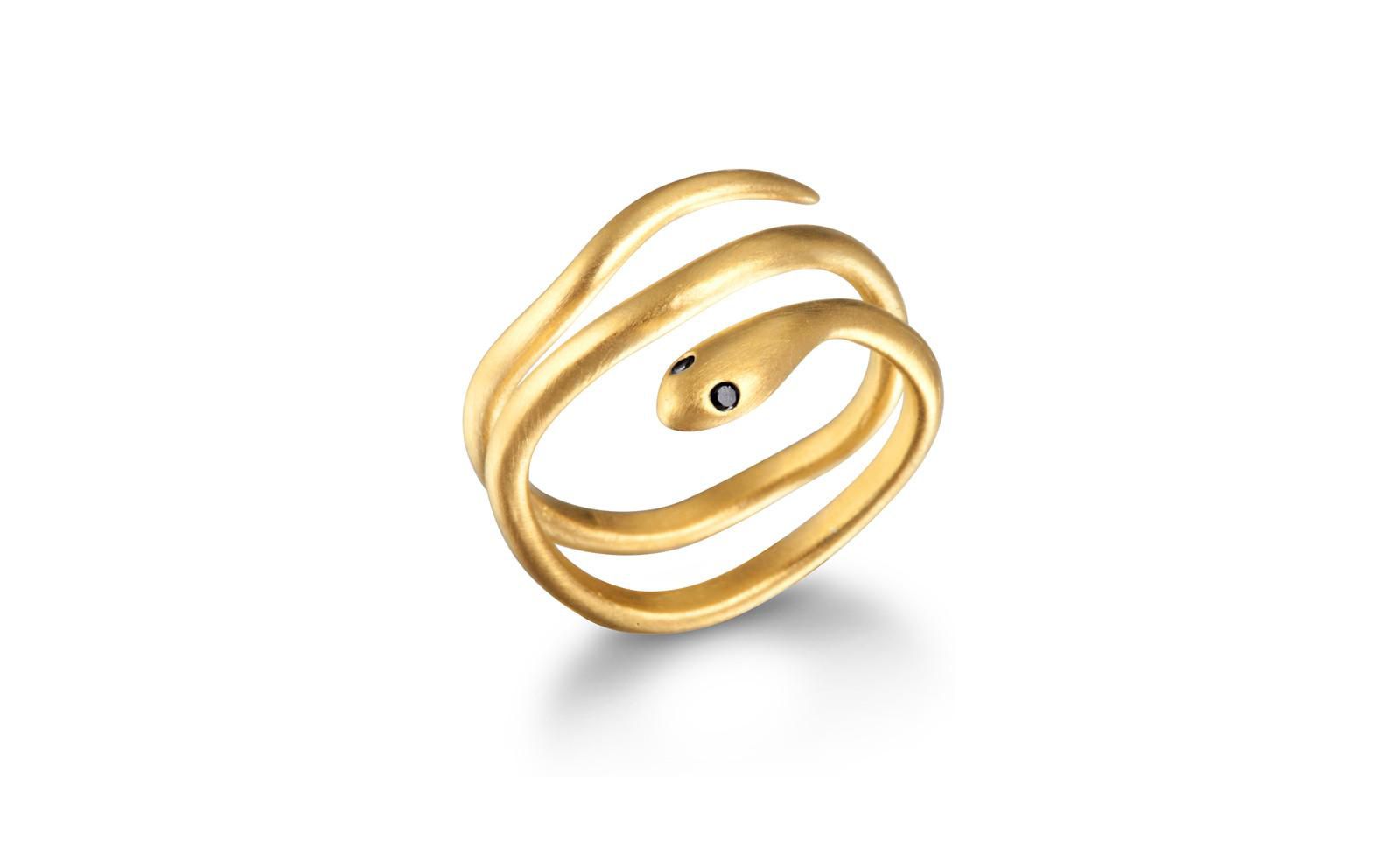 Gold Coils Black Snake Ring