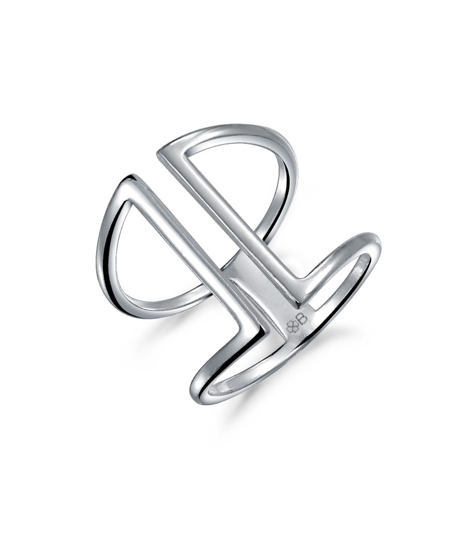 Bling Jewelry Modern Geometric Parallel Bar Band Ring .925 Sterling Silver Adjustable