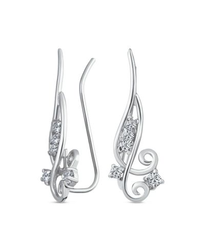 Bling Jewelry Серьги-каффы Silver Scroll Swirl, родированное стерлинговое серебро