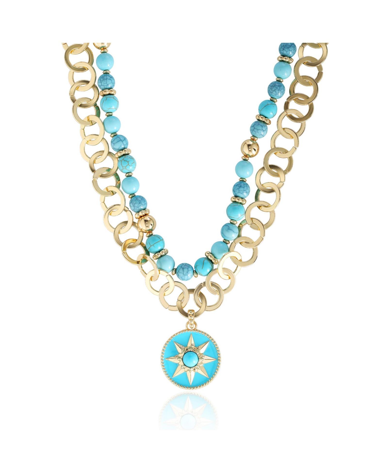 Jessica Simpson Женское Layered Necklace with Turquoise Beads