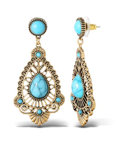 Серьги Jessica Simpson Women's Turquoise Stone Filigree