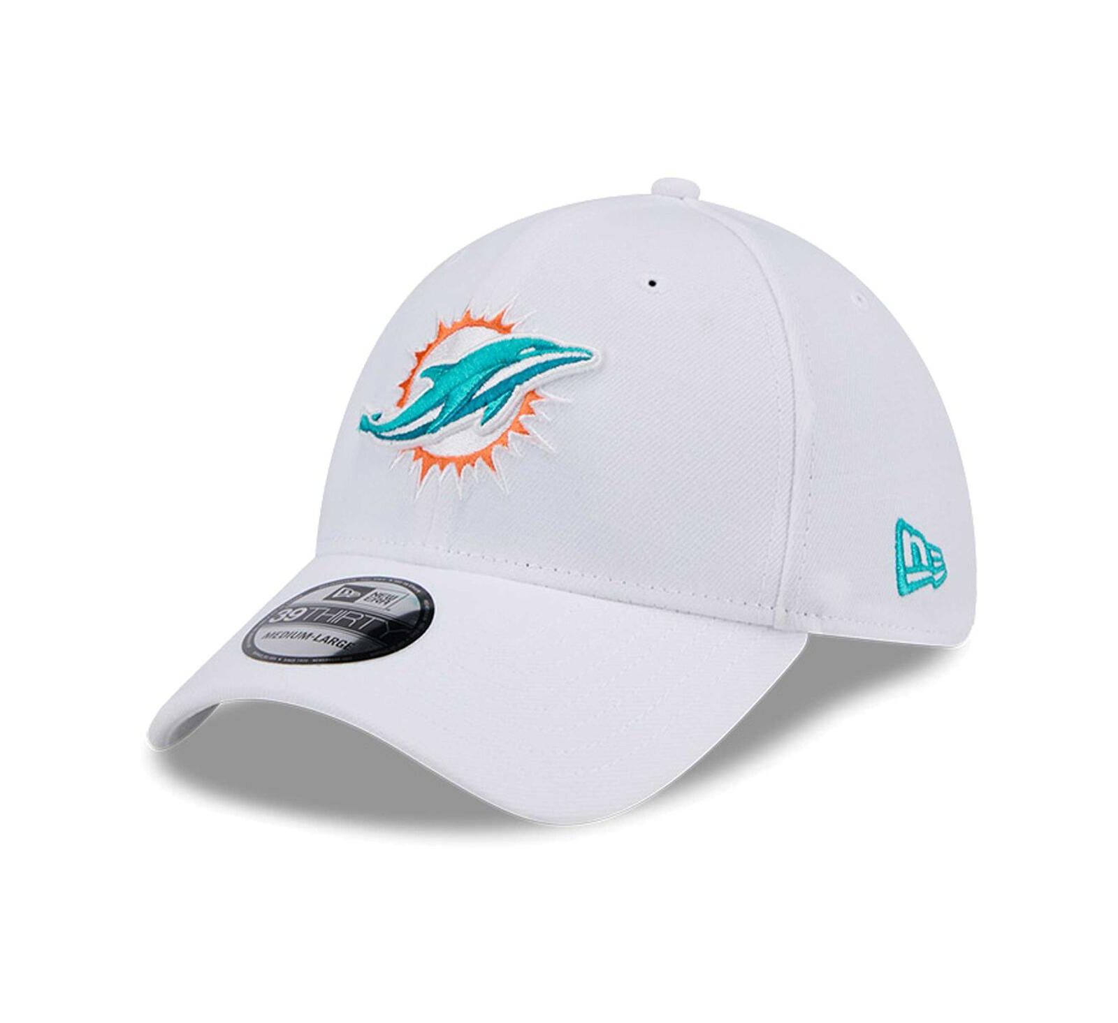 New Era Men's White Miami Dolphins Main 39THIRTY Flex Hat