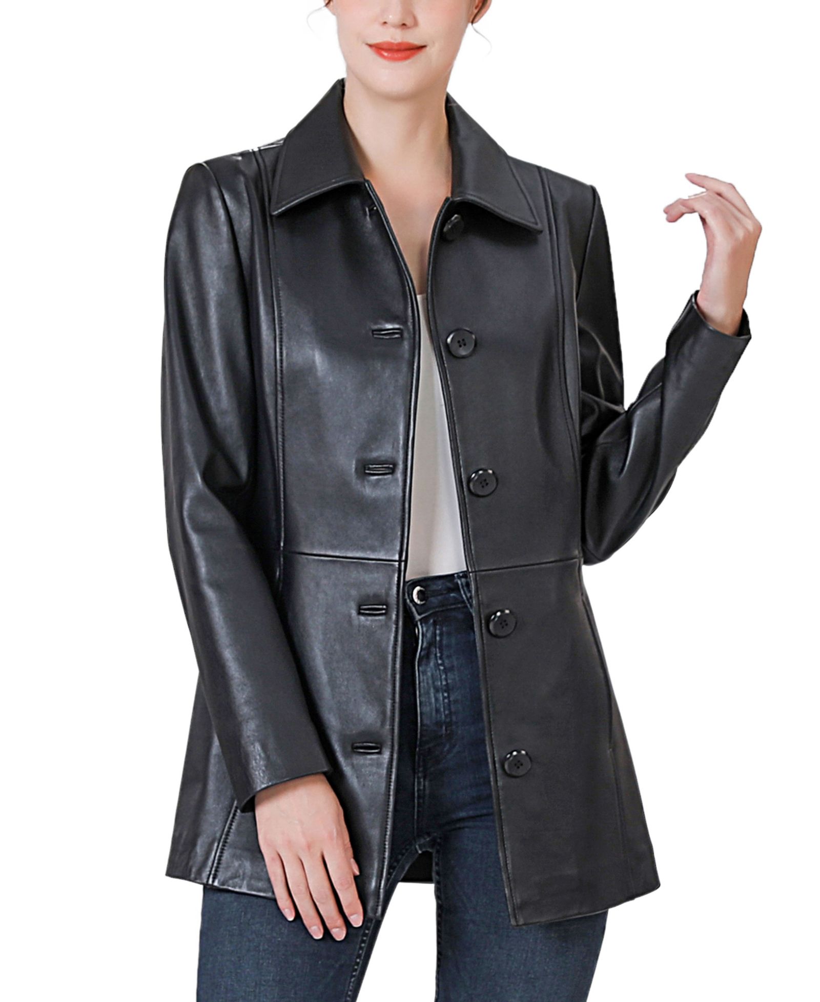 BGSD Women's Dana Leather Car Coat