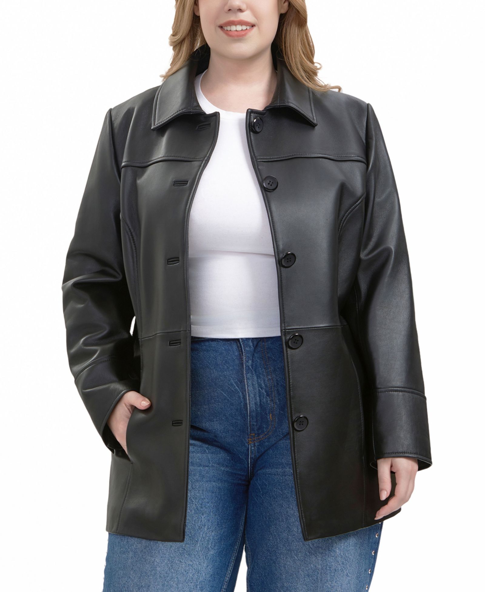 Кожаное пальто BGSD Plus Size Sofia