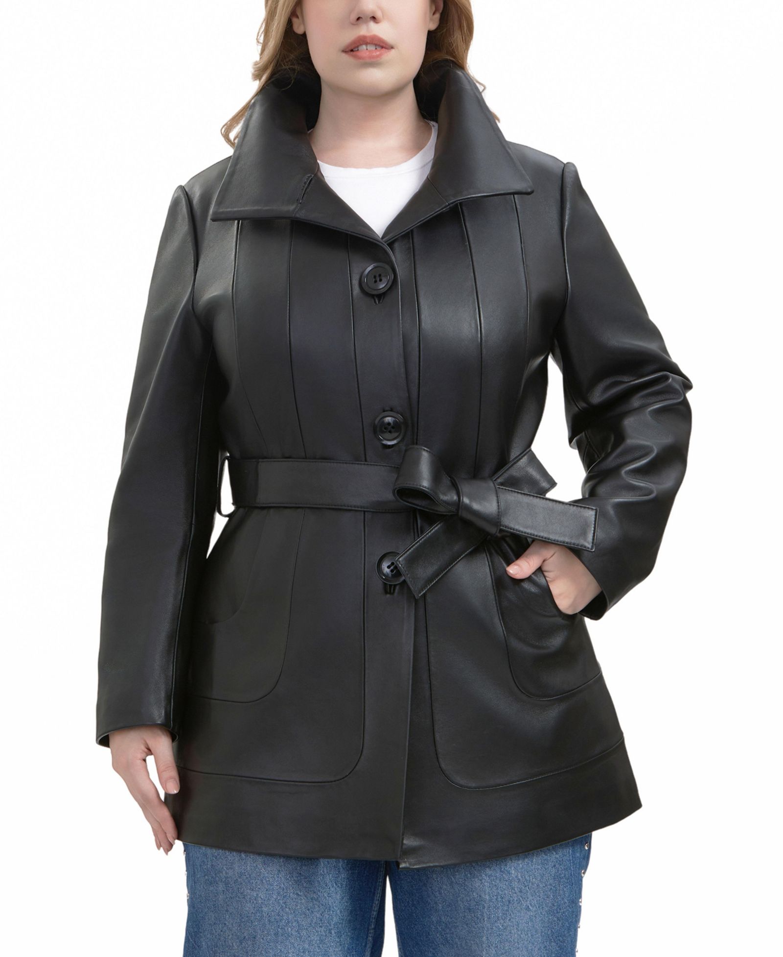Кожаное пальто BGSD Plus Size Erika