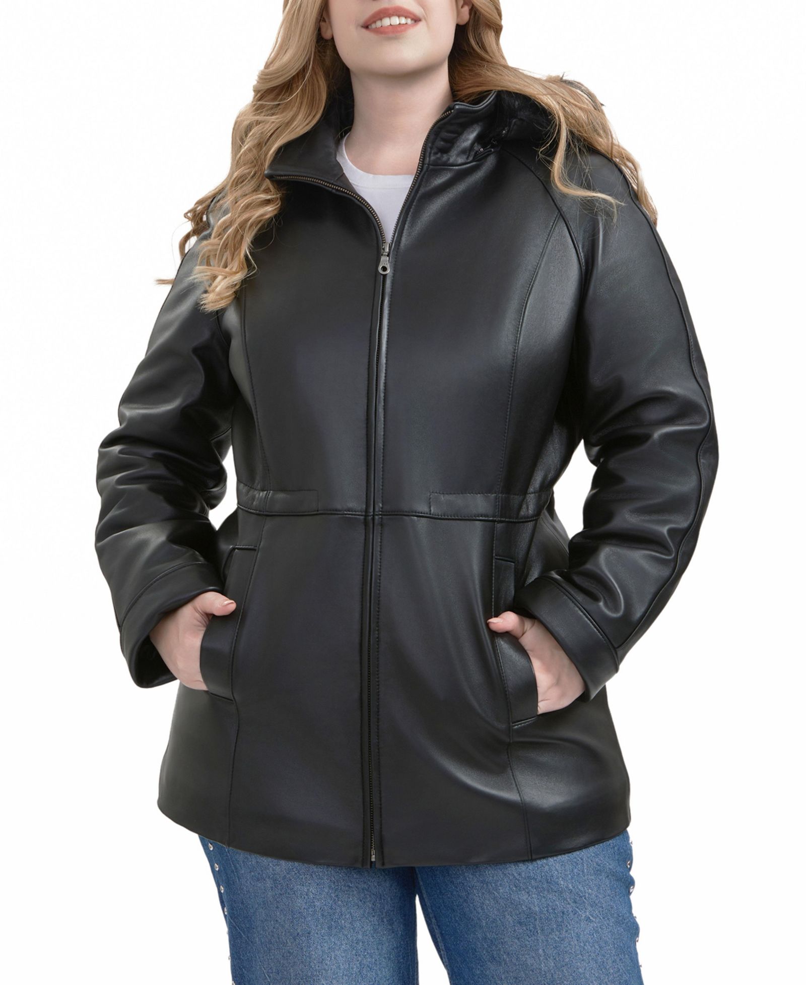 Парка BGSD Plus Size Uzima Leather Hooded