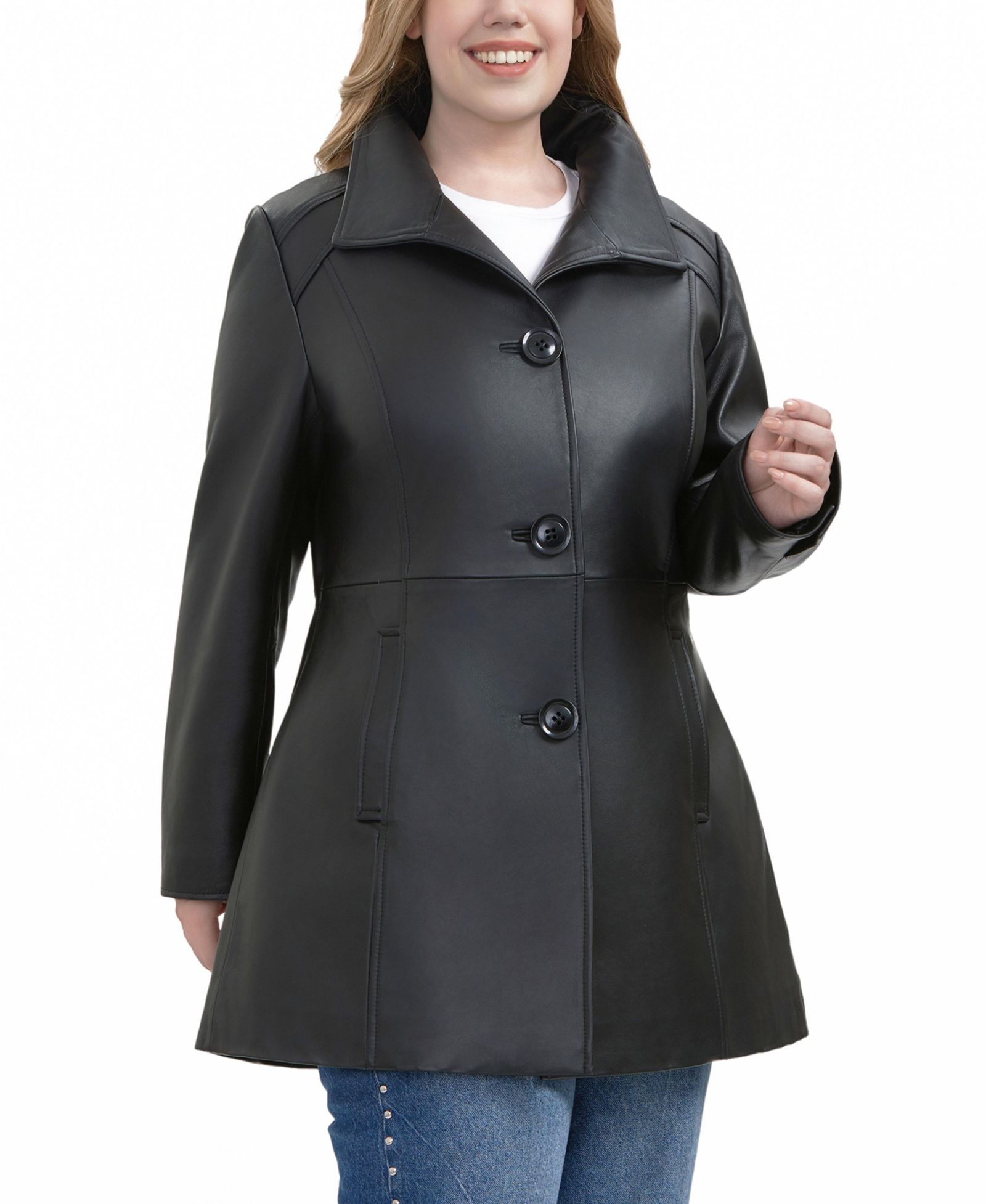 BGSD Plus Size Sarai Leather Coat