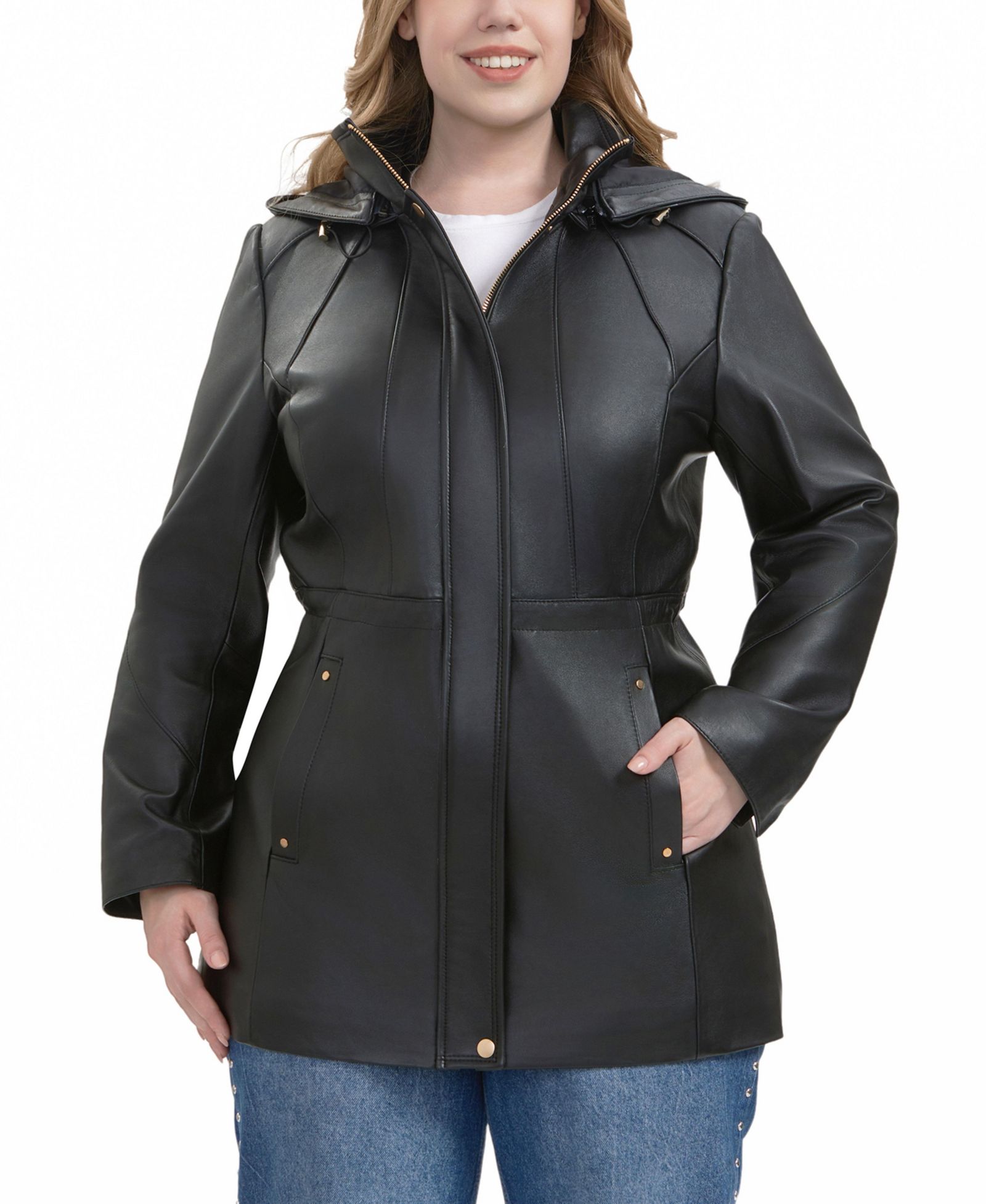 BGSD Plus Size Elena Leather Parka Coat