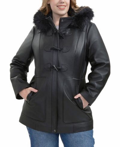BGSD Plus Size Flora кожаное пальто с пуговицами