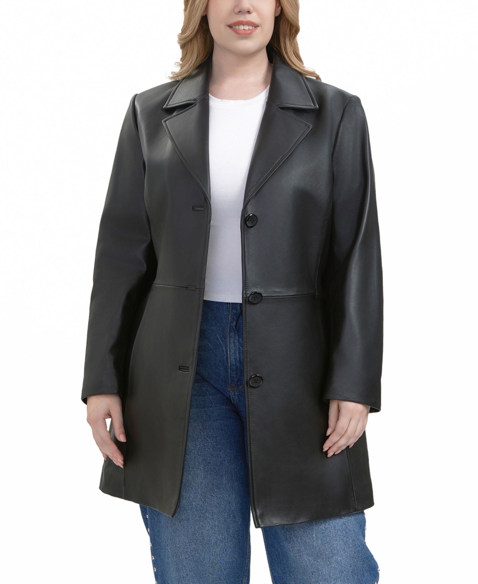BGSD Plus Size Irina Leather Coat