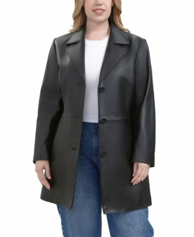 BGSD Plus Size Irina Leather Coat