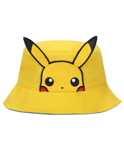 Pokemon Men's Pikachu Face Unisex Adult Bucket Hat With 3D Plush