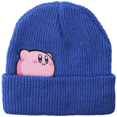 Мужская вязаная шапка Kirby's Dream Land Kirby Snack Time Royal Blue Cuffed Plain Skull Acrylic