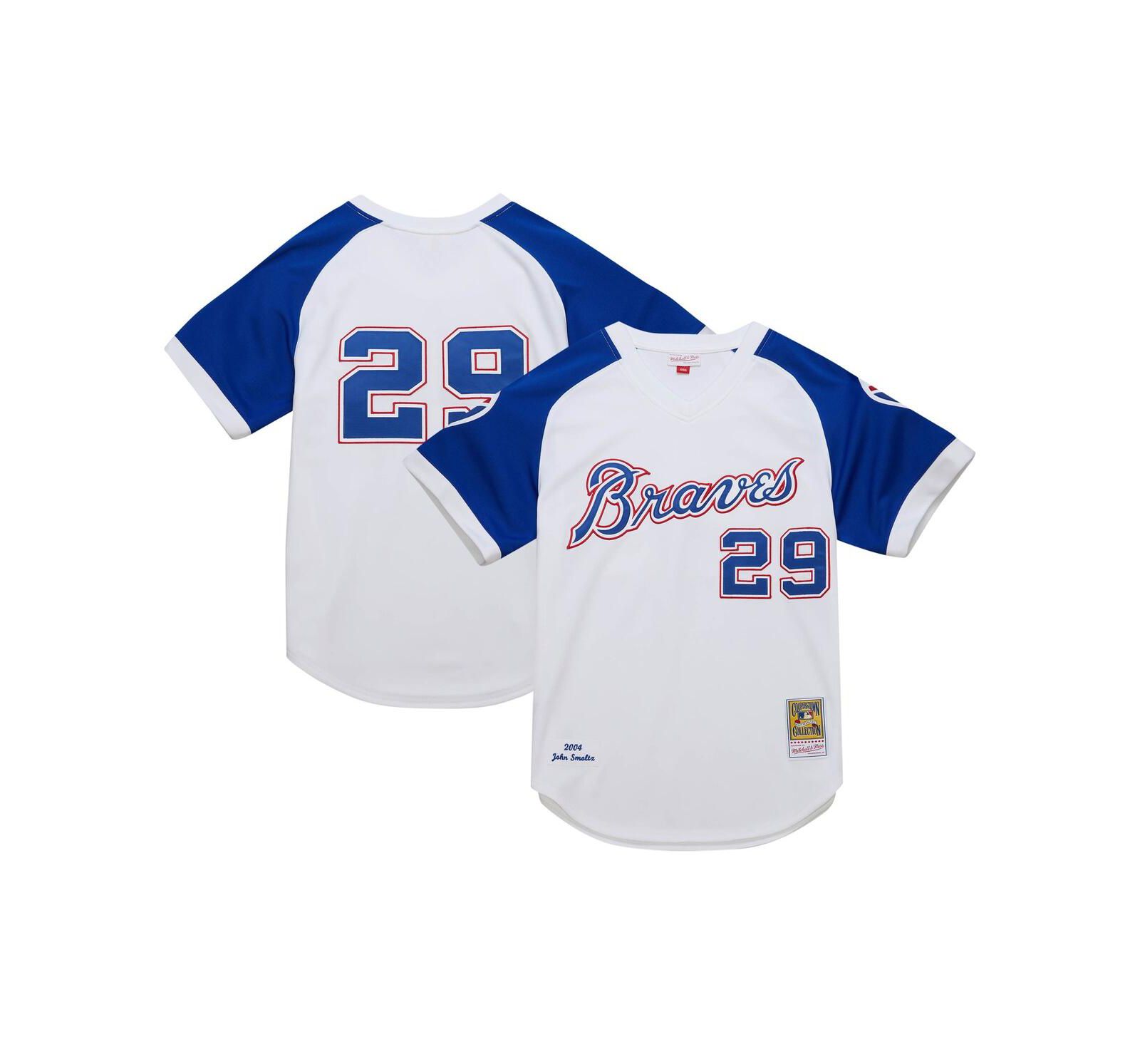 Mitchell & Ness джерси Mitchell Ness Men's John Smoltz White Atlanta Braves 2004 Cooperstown Collection Authentic Throwback