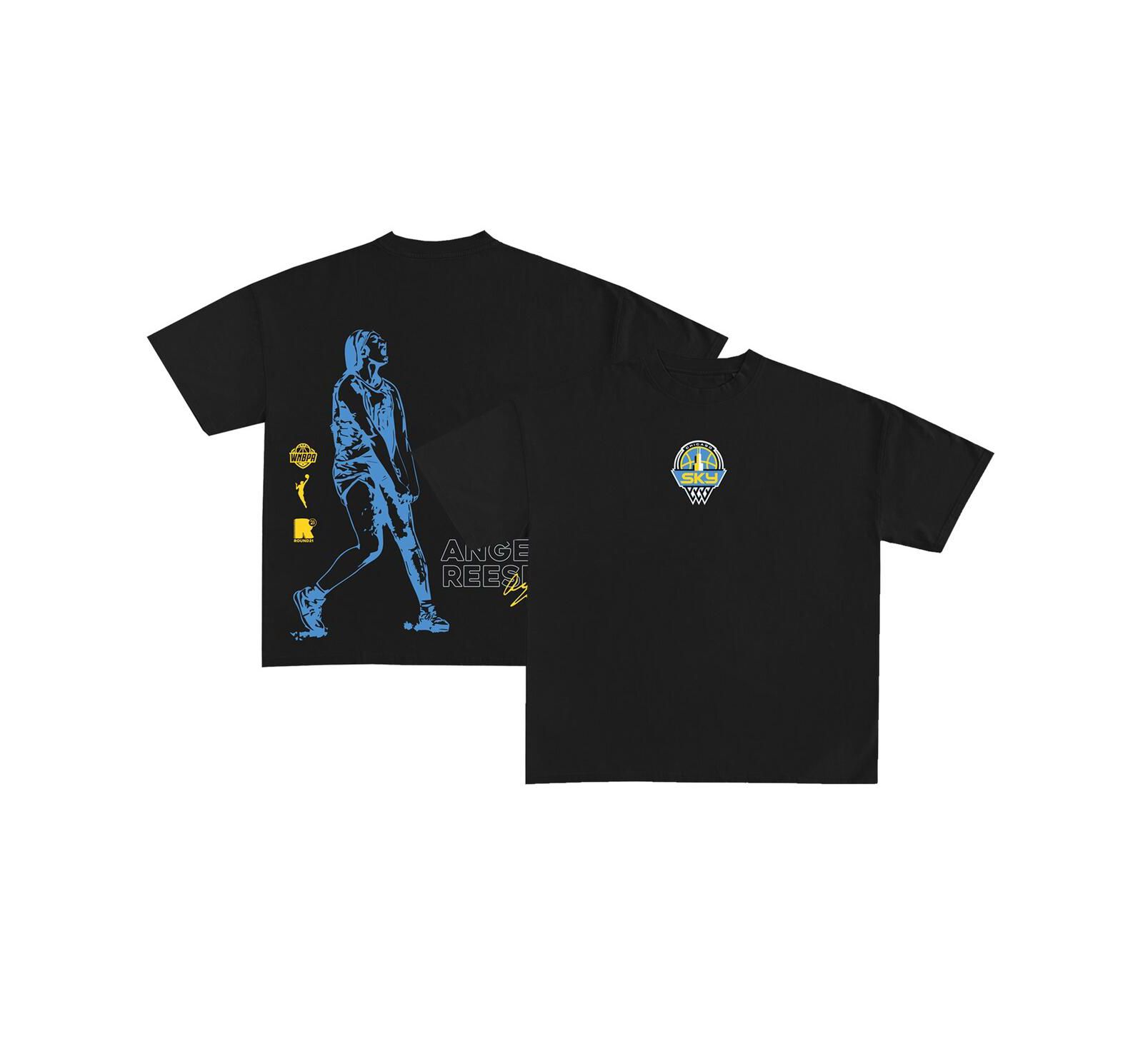 Round21 Men's and Women's Angel Reese Black Chicago Sky 2024 WNBA Draft Player T-Shirt