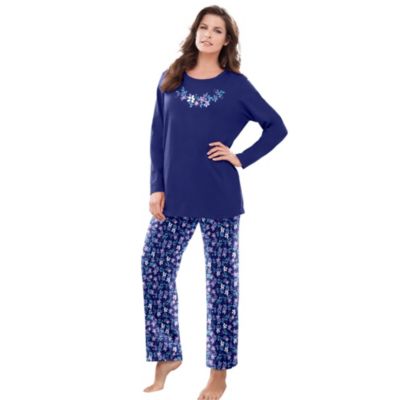 Dreams & Co. Women's Dreams and Co. Long Sleeve Knit PJ Set