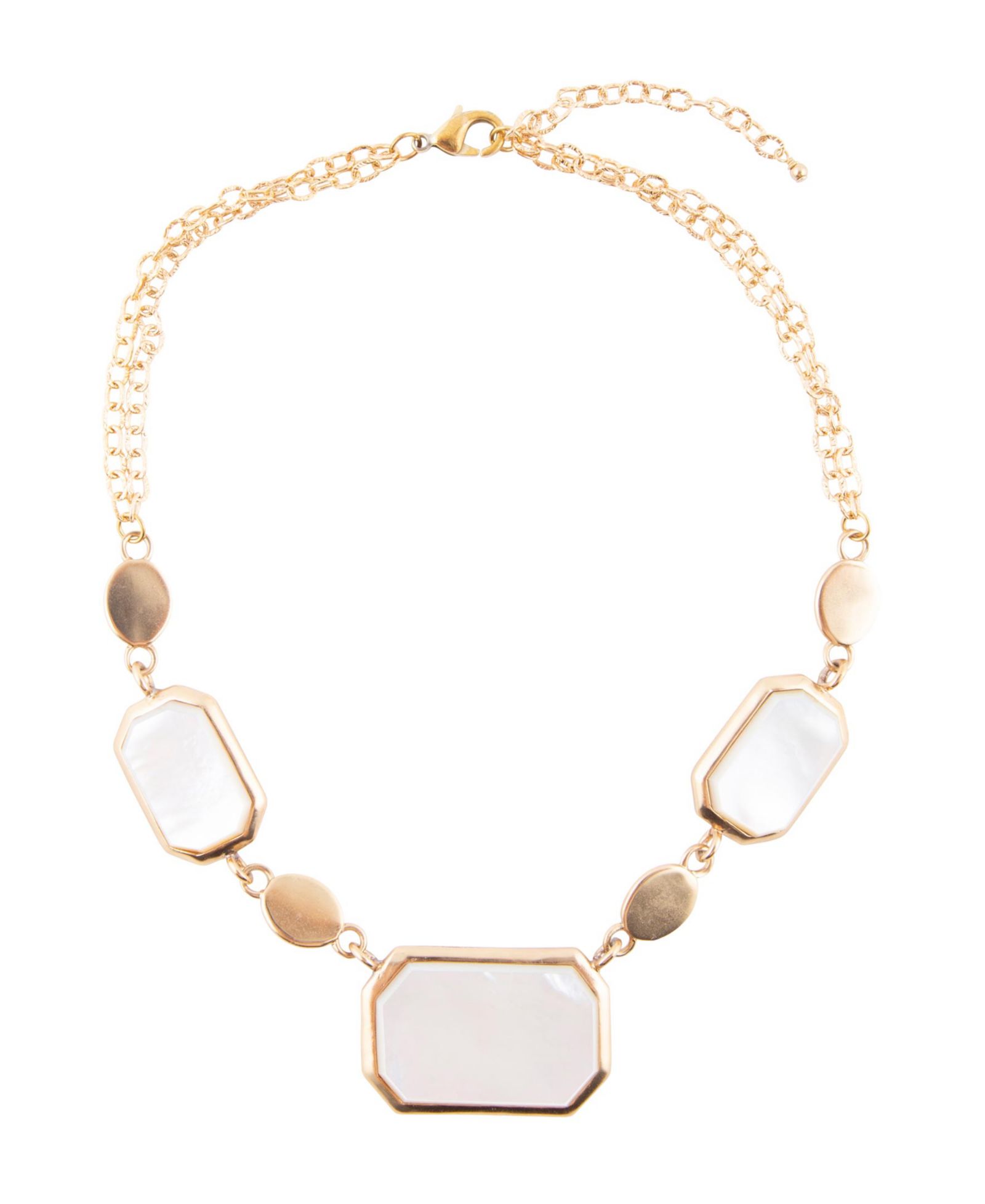 Barse Bold Genuine White Mother of Pearl Abstract Statement Necklace