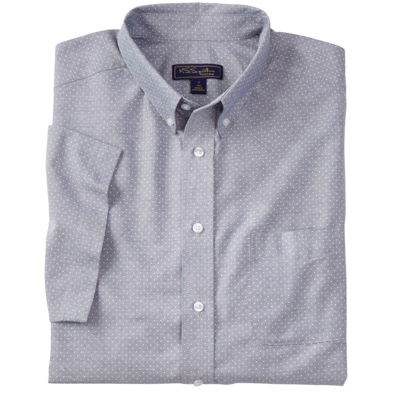 KingSize Men's Short-Sleeve Wrinkle-Free Everyday Oxford