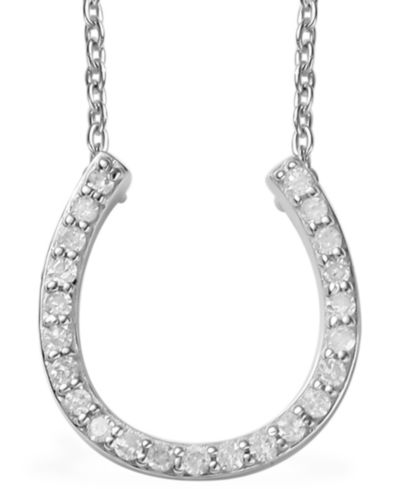 Diamond Horseshoe Подвеска 18" (1/8 ct. t.w.) в Sterling Silver или 14k Gold-Plated Sterling silver