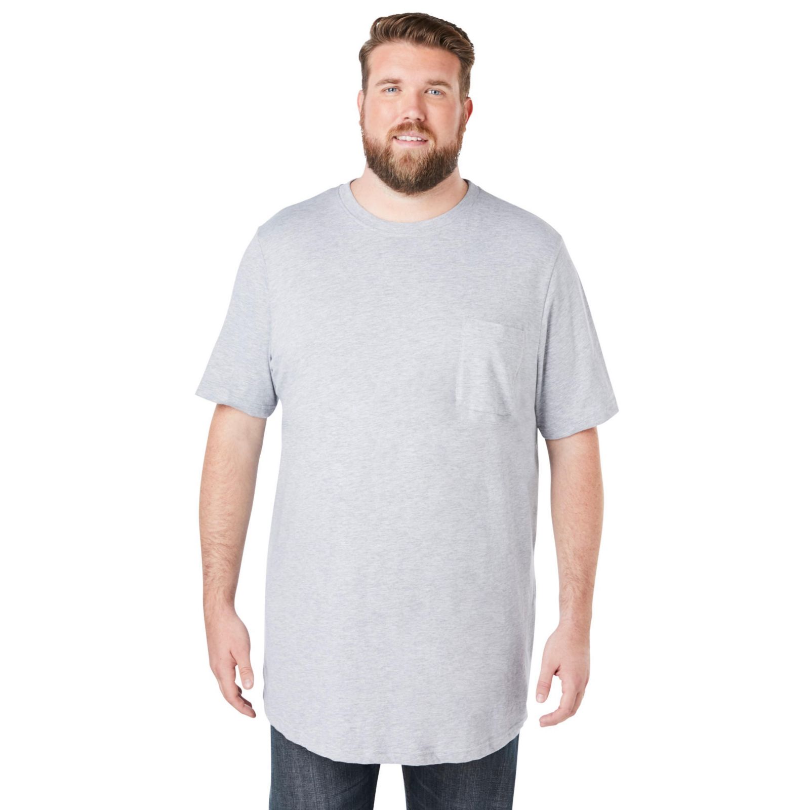 KingSize Men's Shrink-Less Lightweight Longer-Length Crewneck Pocket T-Shirt