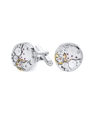 Bling Jewelry Mechanic Steampunk Moving Gears Wheel Cufflinks Silver Gold Stainless Steel
