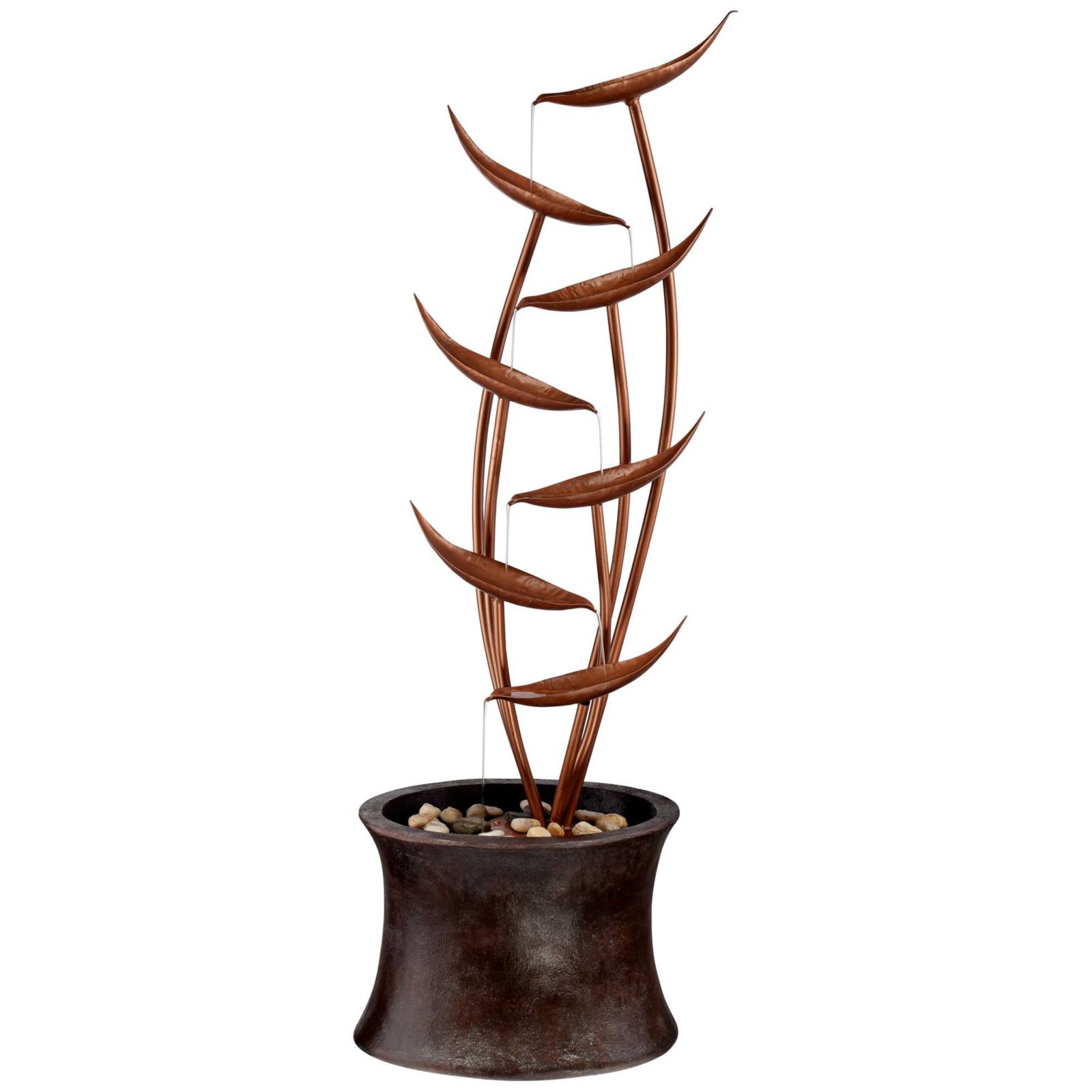 Ashton Tiered Copper Leaves 41" High Large Modern Indoor Outdoor Decor Resin Floor Fountain Outside Garden Patio