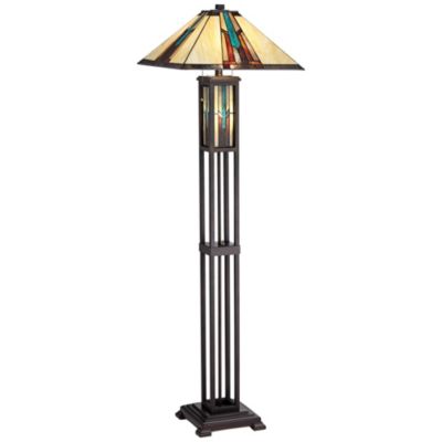 Напольный светильник Robert Louis Tiffany Ranier Rustic Mission с LED-ночником, Stained Art Glass Shade