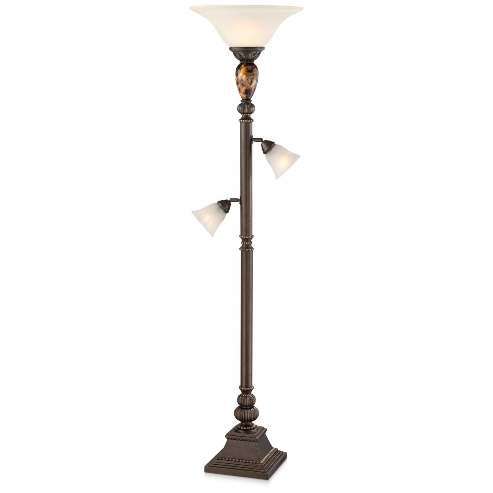 Kathy Ireland Mulholland Rustic Vintage like Tree Torchiere Floor Lamp Standing 72" Tall Bronze Tortoise Shell Font Frosted Glass Shade for Living Room Reading House Bedroom Home Office