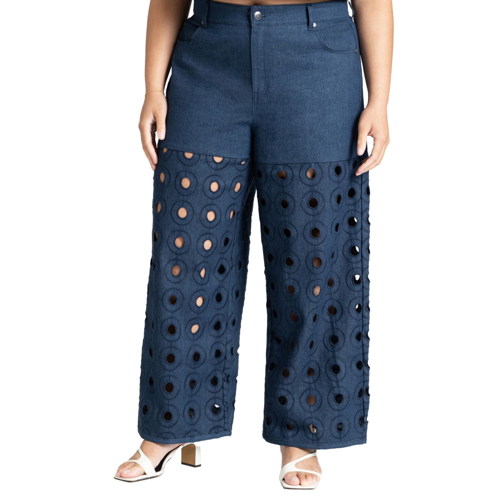 ELOQUII Женские Denim Pant Circular Cutout