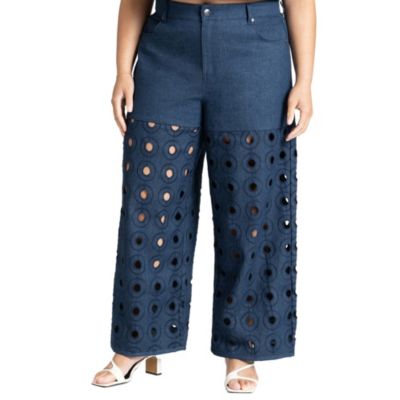 ELOQUII Женские Denim Pant Circular Cutout