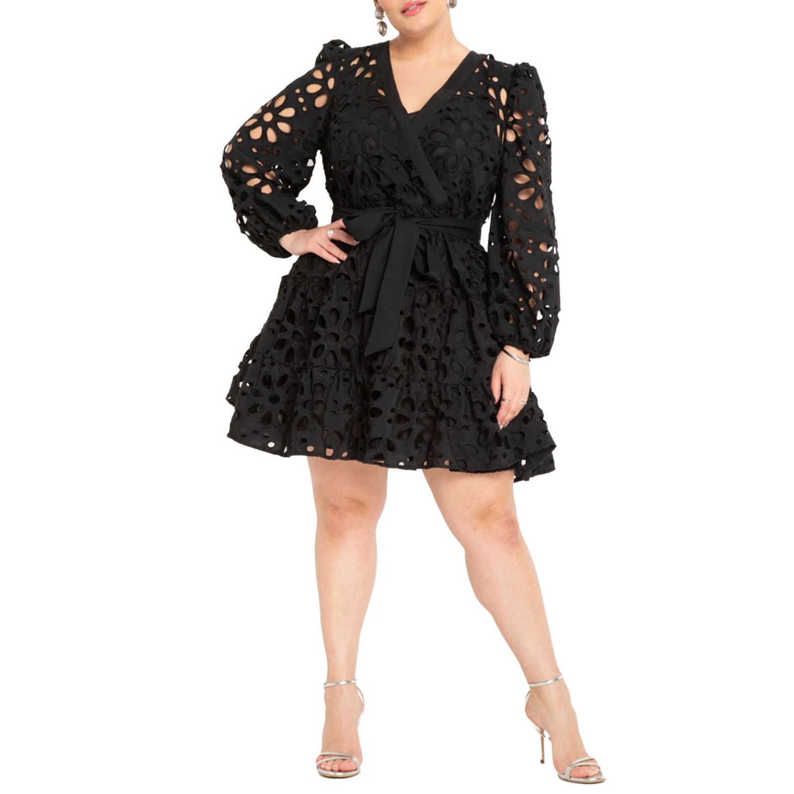 Мини-платье ELOQUII Women's Tiered Eyelet