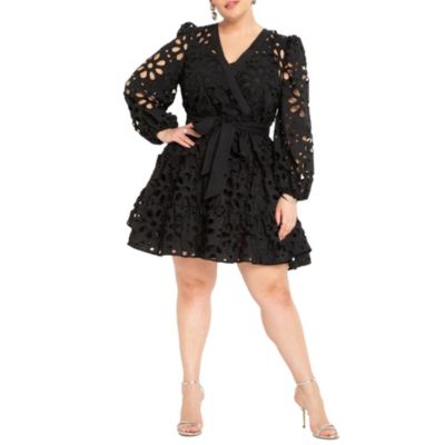 Мини-платье ELOQUII Women's Tiered Eyelet