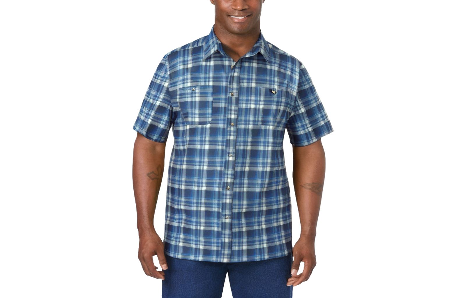 KingSize Tall Plaid Wrinkle-Resistant Short Sleeve Button Down