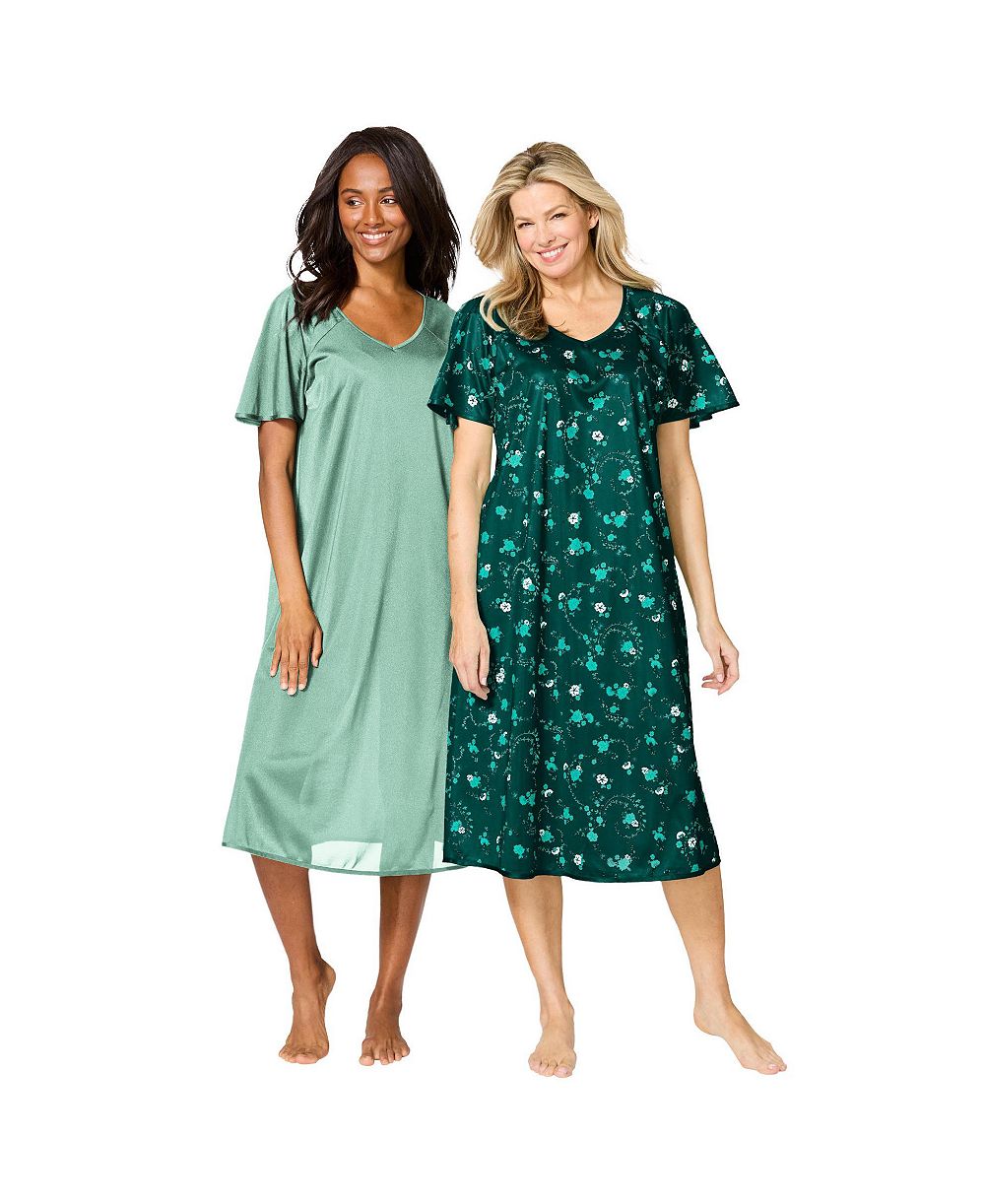 Only Neccessities Plus Size Only Necessities 2-Pack Short Silky Gown