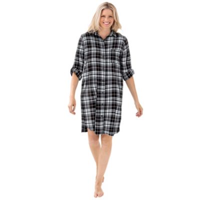 Dreams & Co. Women's Dreams and Co. Plaid Flannel Button-Front Sleepshirt
