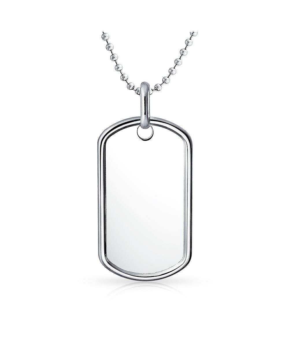 Bling Jewelry Ожерелье с подвеской в виде армейского жетона из стерлингового серебра