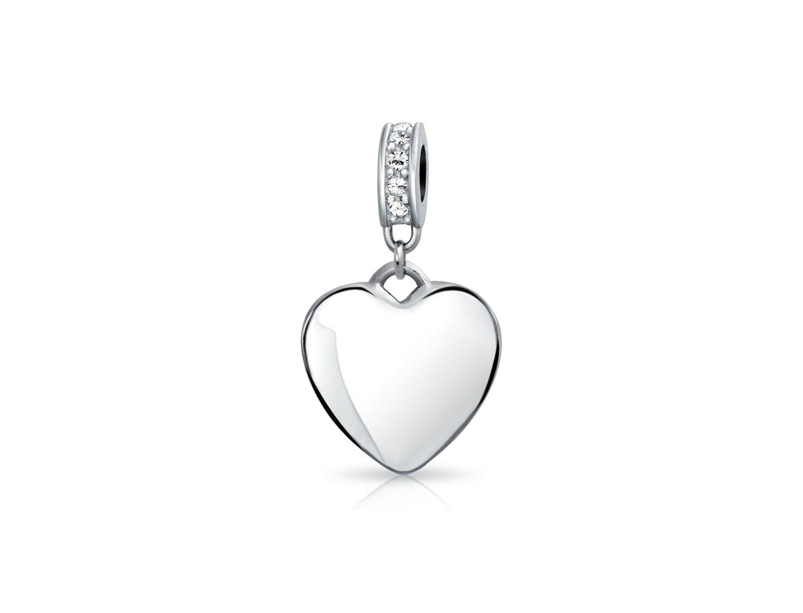 Bling Jewelry Подвеска-шарм Heart Shape Dangle из стерлингового серебра с кристаллами