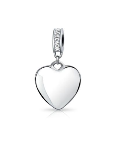 Bling Jewelry Подвеска-шарм Heart Shape Dangle из стерлингового серебра с кристаллами