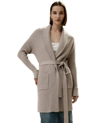 Женский кардиган LILYSILK из шерсти мериноса с воротником-шалью