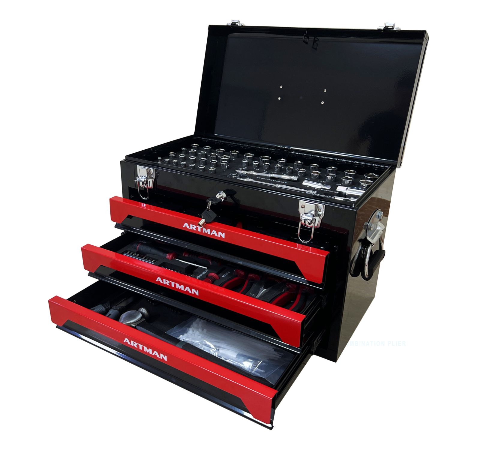 Streamdale Furniture  3 Drawers Tool Box With Tool Set