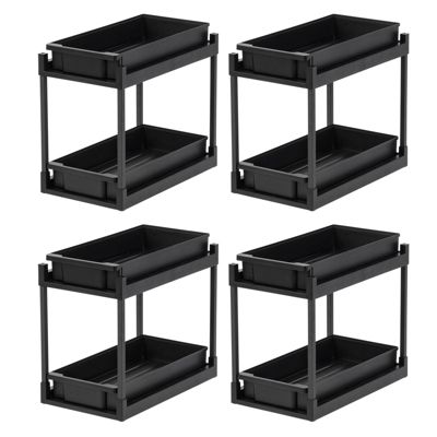 IRIS USA 2-Tier 4 Pack, Storage with Sliding Drawers Under Sink Organizer