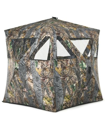 3-Person Pop-Up Hunting Blind with Ground Setup and Tie-Downs for Stability