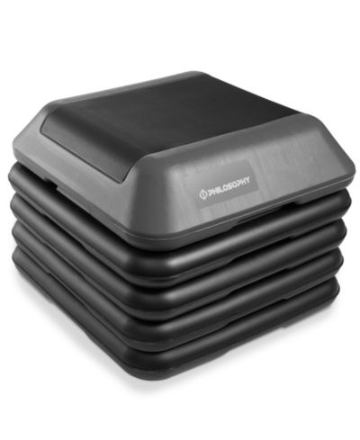Philosophy Gym Aerobic High Step Platform, 16" x 16" Adjustable Workout Stepper with 4 Risers - Gray