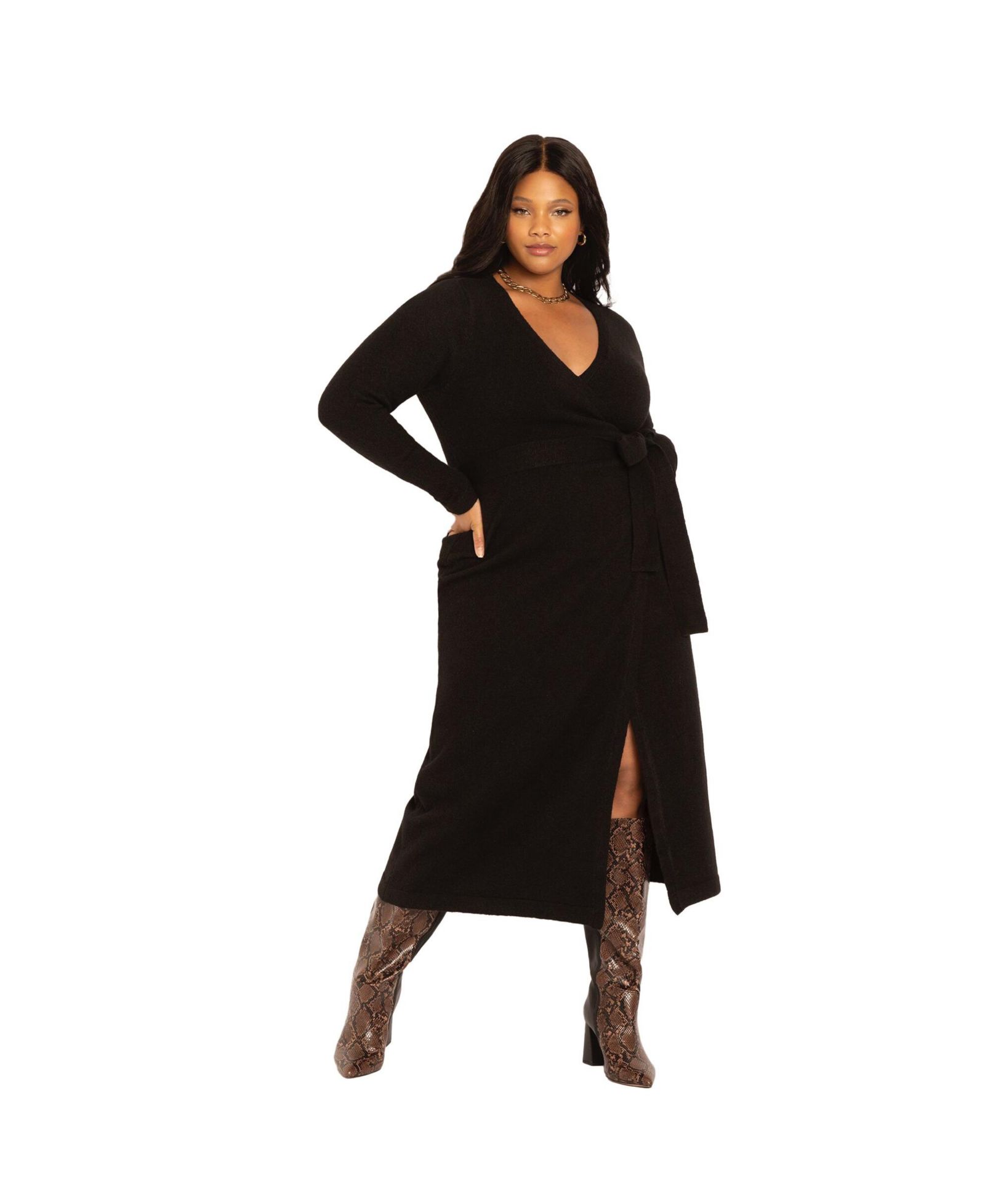 ELOQUII Women's Sweater Wrap Dress