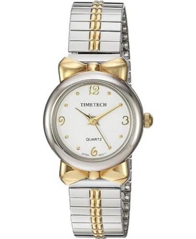 TIMETECH Women's Steel Two Tone Watch with Expansion Stretch Bracelet