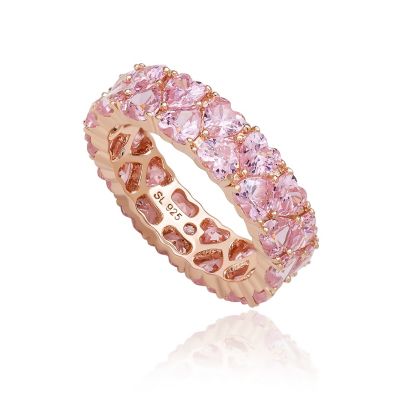 Suzy Levian Кольцо Eternity Band Sterling Silver Cubic Zirconia Heart Cluster White