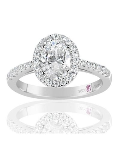 Кольцо Suzy Levian Sterling Silver Cubic Zirconia Oval Cut Halo Center Stone Ring