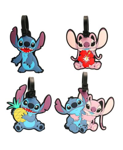 Disney Lilo and Stitch Luggage Tag Stitch Angel PVC Travel Tags Gifts - Set of 4